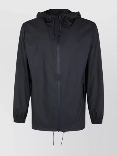 Rains Storm Breaker Hooded Drawstring Jacket In Black