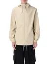 Rains Stormbreaker Hooded Jacket Elasticated Cuffs In Beige