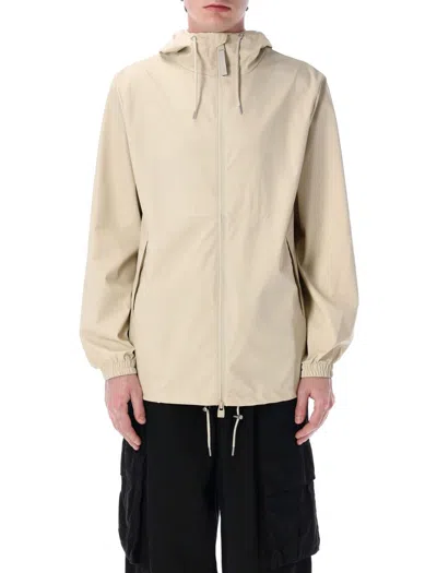 Rains Stormbreaker Hooded Jacket Elasticated Cuffs In Beige