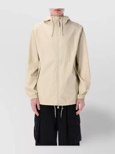 Rains Stormbreaker Hooded Jacket Elasticated Cuffs In Beige