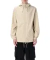Rains Stormbreaker Hooded Jacket Elasticated Cuffs In Beige