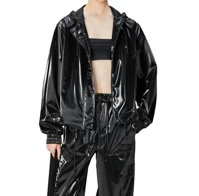 Rains String Parka Jacket In Night In Black