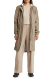 Rains Curve Waterproof Belted Jacket In Taupe