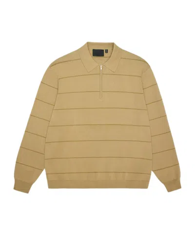 Rains Striped Knit Long-sleeved Polo Shirt In Brown