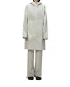 Rains Suva Hardshell Long W Rain Jacket In Matrix In Ecru/linen