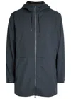 Rains Suva Long Hooded Shell Jacket In Blue