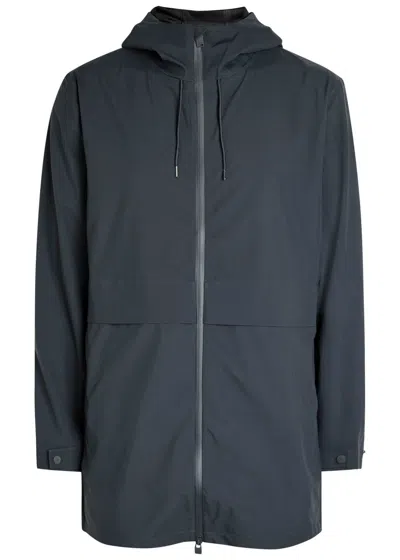 Rains Suva Long Hooded Shell Jacket In Blue