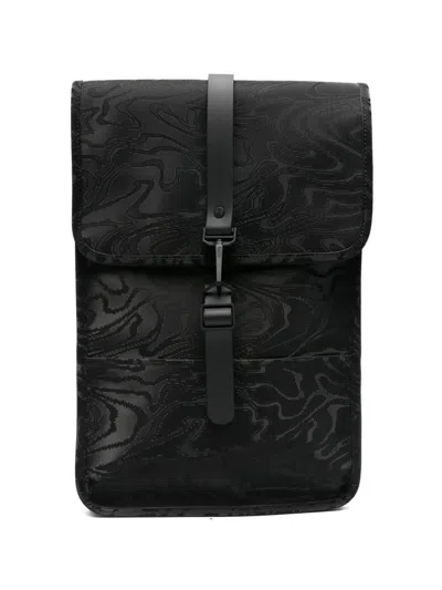 Rains Swirl-print Buckle-fastening Backpack In Black