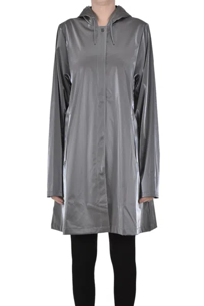 Rains Techno Fabric Raincoat In Silver