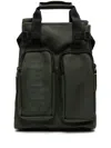 Rains Logo-print Multi-pocket Backpack In Green