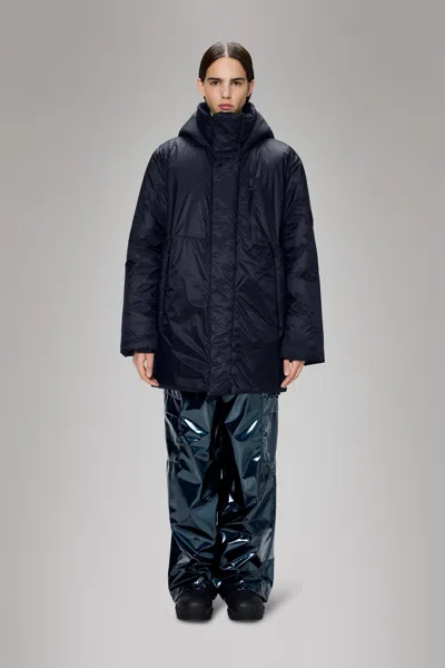 Rains Torna Insulated Long Jacket In Blue