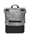 Rains Trail Faux Leather Roll Top Backpack In Distressed Grey