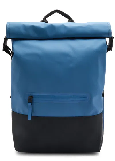 Rains Trail Panelled Rubberised Backpack In Blue