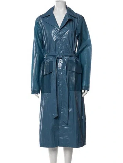 Pre-owned Rains Trench Coat In Blue