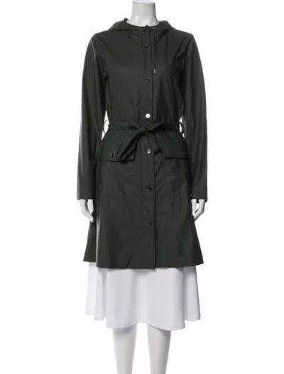 Pre-owned Rains Trench Coat In Green