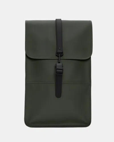 Rains Logo Detailed Foldover Top Backpack In Green