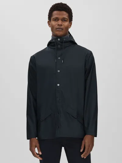Rains Navy Hooded Raincoat Jacket