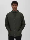 Rains Dark Green Hooded Raincoat Jacket