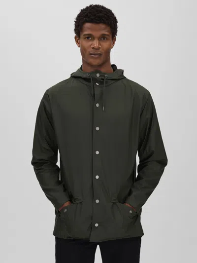 Rains Dark Green Hooded Raincoat Jacket
