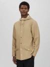 Rains Hooded Button-down Raincoat In Sand