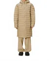 Rains Unisex Lohja Longer Puffer Jacket In Sand In Neutral