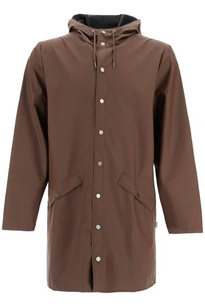 Rains Unisex Long Rain Jacket In Brown