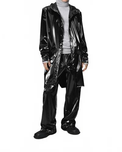 Rains Unisex Long Waterproof Jacket In Night In Black