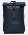 Rains Mittelgrosser Rolltop Rucksack In Blue