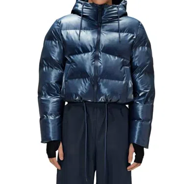 Rains W Alta Hooded Puffer Jacket In Blue