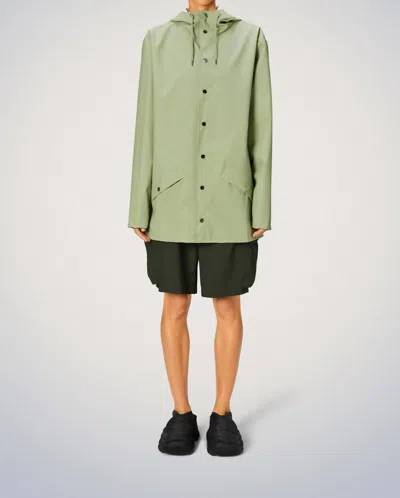 Rains Unisex W3 Long Jacket In Earth In Green