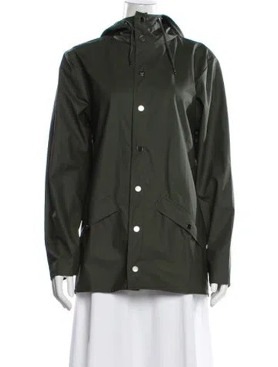 Pre-owned Rains Utility Jacket In Green