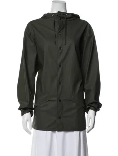 Pre-owned Rains Utility Jacket In Green