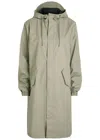 Rains W3 Fishtail Hooded Rubberised Parka In Green