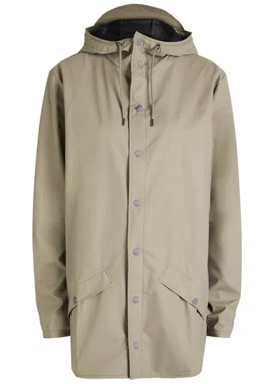 Rains W3 Hooded Rubberised Jacket In Green