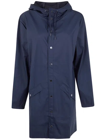 Rains 'w3' Long Jacket In Blue