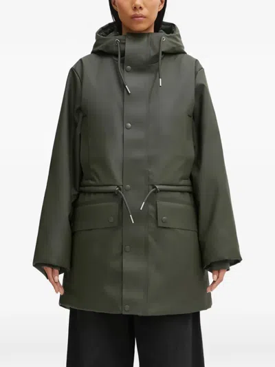 Rains W3t3 Hooded Drawstring Parka In Green
