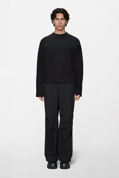 Rains Waffle Long Sleeve T-shirt  In Black