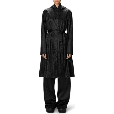 Rains Waterproof A-line Long Raincoat In Black