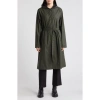 Rains Waterproof A-line Long Raincoat In Green