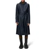 Rains Waterproof A-line Long Raincoat In Navy