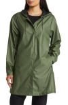 Rains Waterproof A-line Rain Jacket In Evergreen