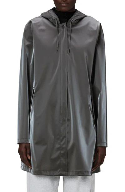 Rains Waterproof A-line Rain Jacket In Metallic Grey