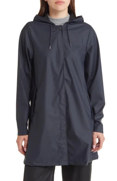 Rains Waterproof A-line Rain Jacket In Navy