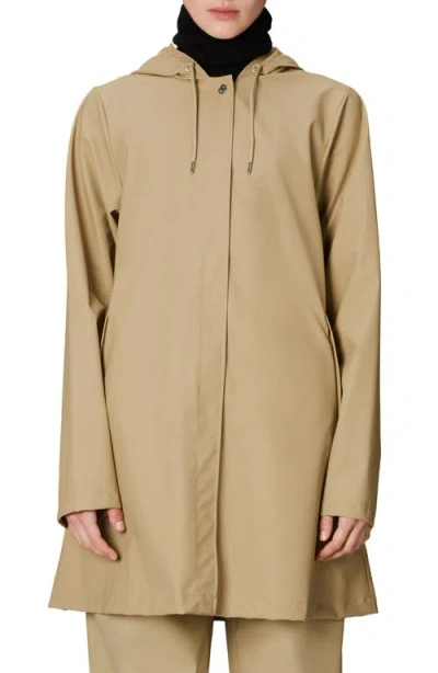 Rains Waterproof A-line Rain Jacket In Sand