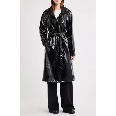 Rains Waterproof A-line Long Raincoat In Black