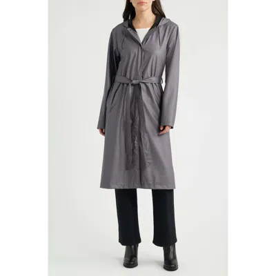 Rains Waterproof A-line Long Raincoat In Gray