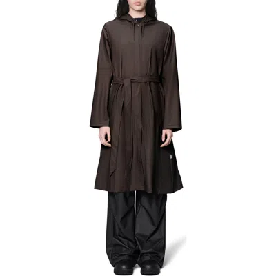 Rains Waterproof A-line Long Raincoat In Brown