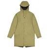 Rains Khaki Lightweight Waterproof Long Jacket In Beige