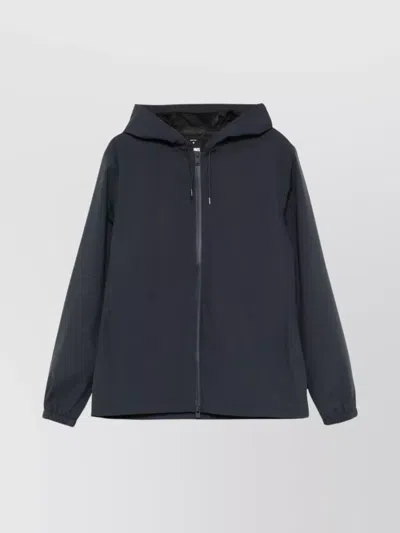 Rains Waterproof Hooded Jacket With Pockets And Elastic Cuffs In Blue