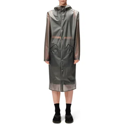 Rains Waterproof Hooded Long Jacket In Mist